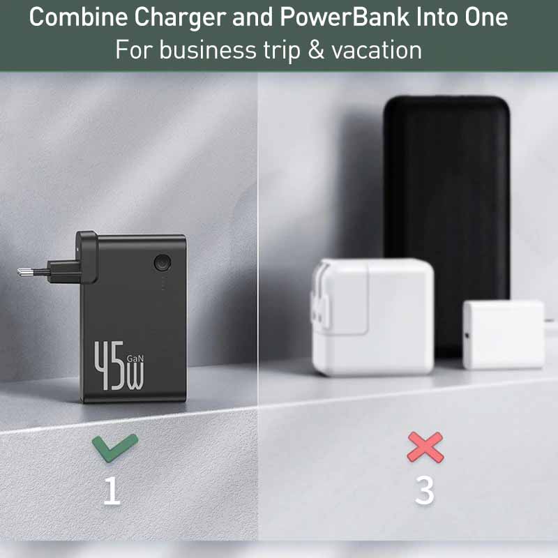 baseus 45w 2 in 1 charger power bank 10