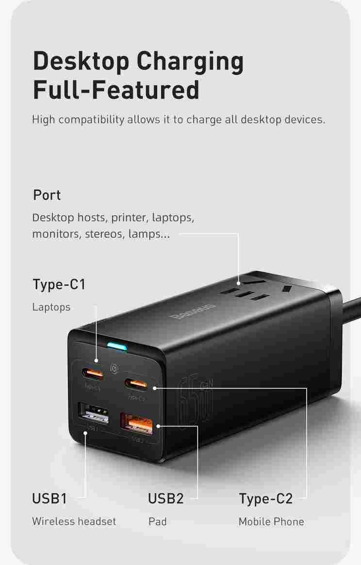 Baseus 65W GaN 3 Pro Desktop Power Strip