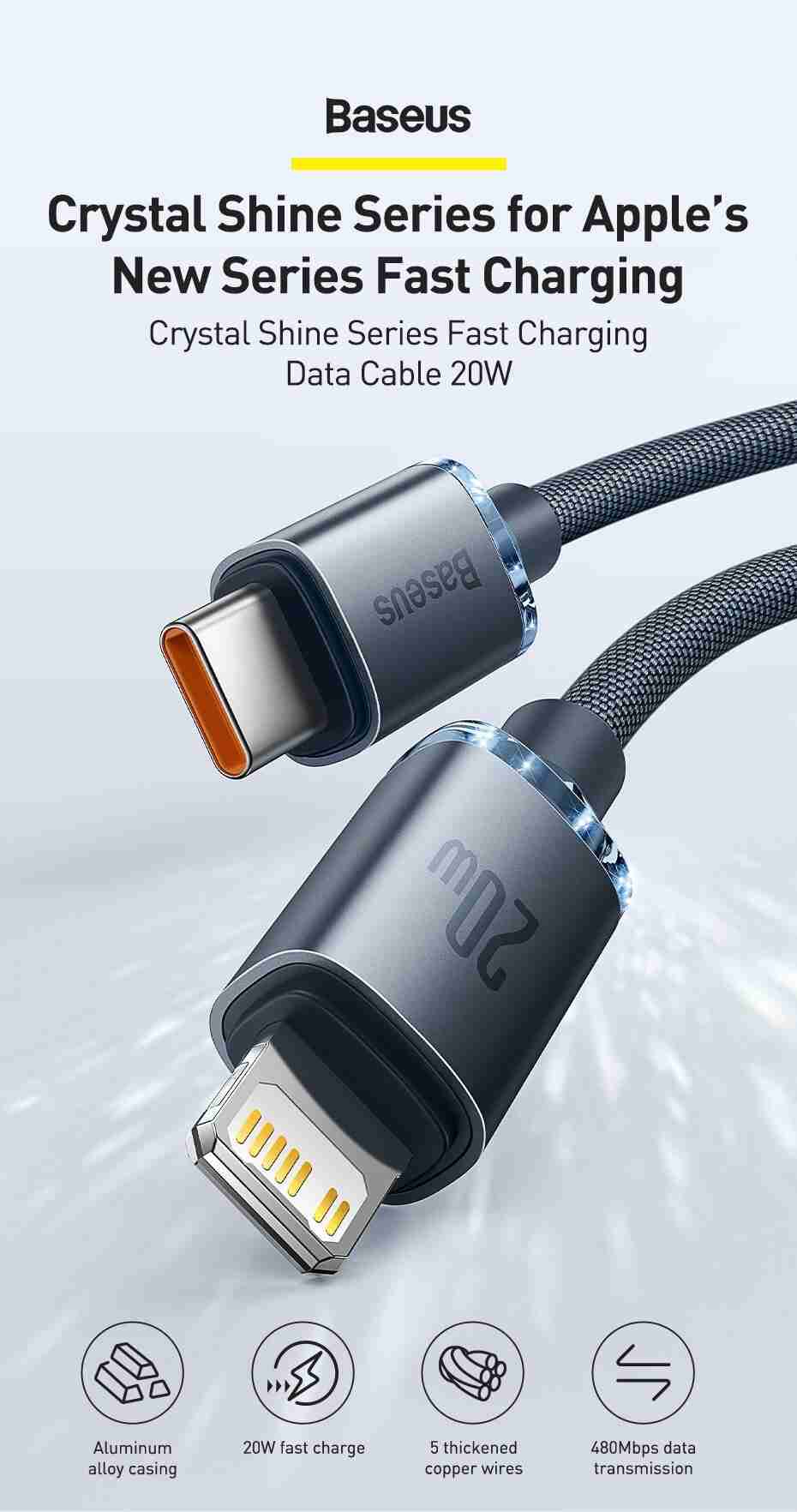 Baseus Crystal Shine Series 20W Fast Charging Cable