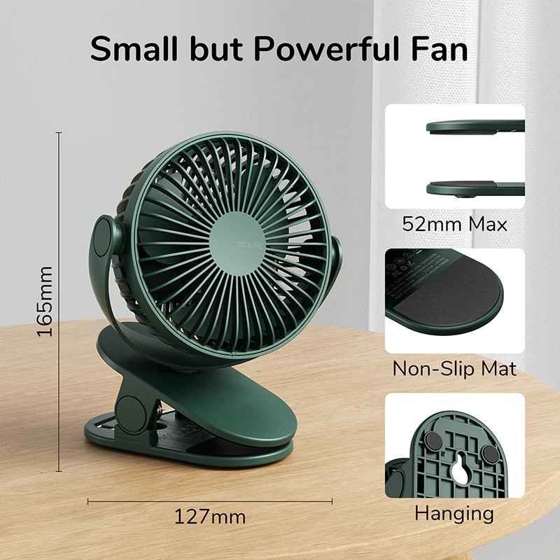 JISULIFE FA29A Clip-on Rechargeable Desk Fan