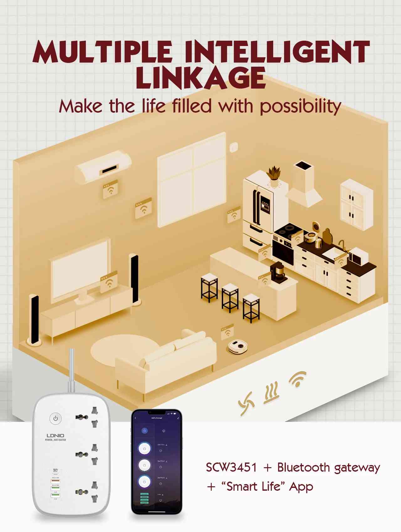 LDNIO SCW3451 WIFI Smart Universal Power Socket