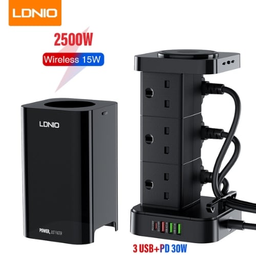 LDNIO SKW6457 6 Outlet USB Tower Extension Power Socket