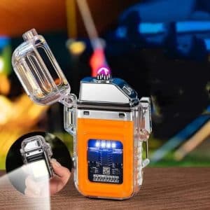 Rechargeable Lighter Transparent Waterproof ARC Electric USB Camping Flash light
