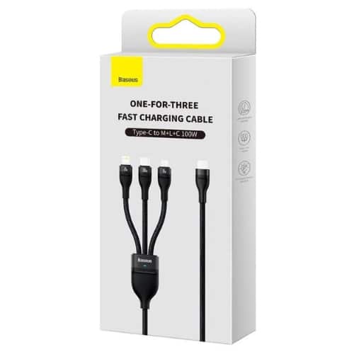 Baseus Flash Series Ⅱ One-For-Three 100W Fast Charging Cable Type-C to M+L+C (CASS030201)