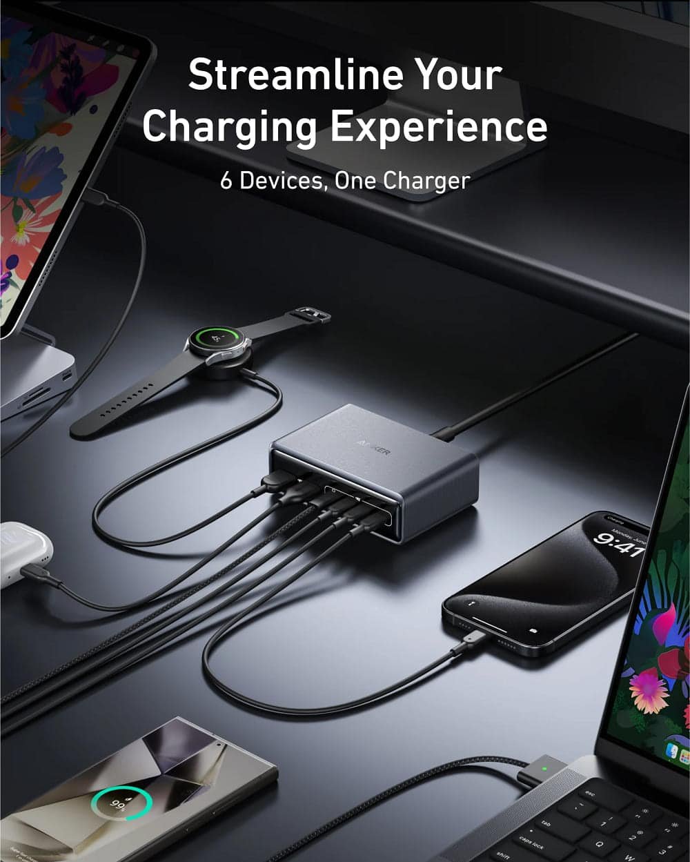 Anker Prime 200W 6 Ports GaN USB-C PD Charging Station