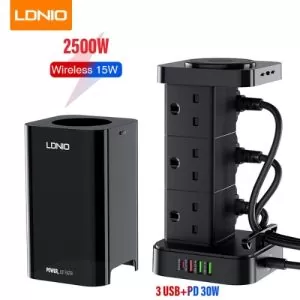 LDNIO SKW6457 6 Outlet USB Tower Extension Power Socket