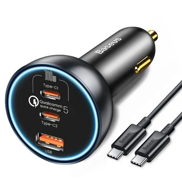 Baseus 160W Car Charger Qualcomm Quick Charge 2C+U With 100W Type-C Cable